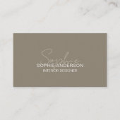Interieurontwerper Script Naam Foto QR Taupe Visitekaartje (Voorkant)