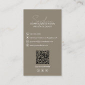 Interieurontwerper Script Naam Foto QR Taupe Visitekaartje (Achterkant)