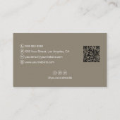 Interieurontwerper Script Naam Foto QR Taupe Visitekaartje (Achterkant)