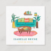 Interieurontwerper Staging Waterverf Meubels Vierkante Visitekaartje (Voorkant)