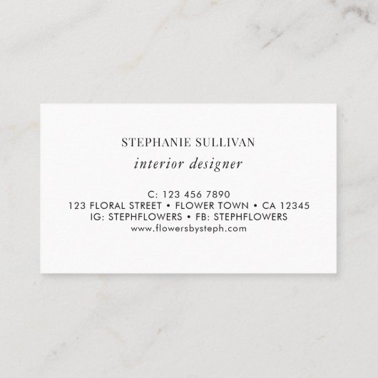 Interieurontwerper Wildflower Visitekaartje (Achterkant)