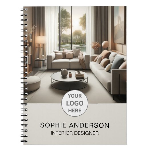 Interieurontwerper Zakelijk Logo Foto Professionee Notitieboek (Voorkant)