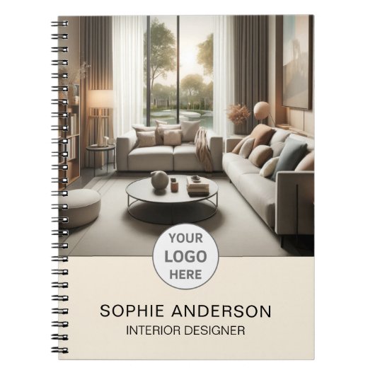 Interieurontwerper Zakelijk Logo Foto Professionee Notitieboek (Voorkant)