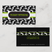 Interieurs zwart, wit, groen Damask visitekaartje (Voorkant / Achterkant)