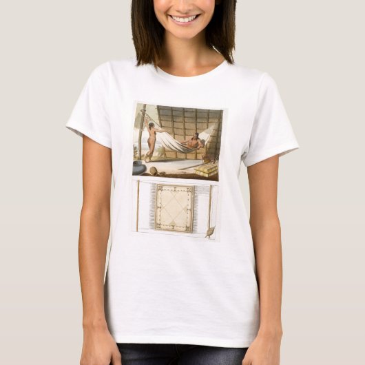 Interieurscène met indians (kleurengraving) t-shirt (Voorkant)