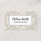 Interior Design Floral Pattern Gray Business Card Visitekaartje (Voorkant)