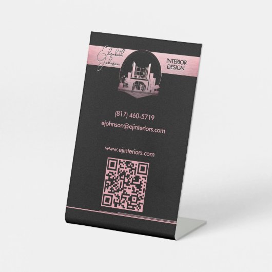 Interior Design or Architect Logo Black and Rose  Reclamebord Met Voetstuk (Voorkant)