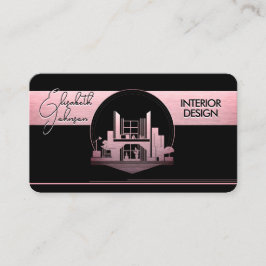 Interior Design or Architect Logo Black and Rose Visitekaartje