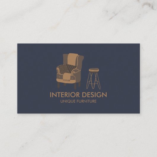 Interior Design Sofa Table Pillow navy Visitekaartje (Voorkant)