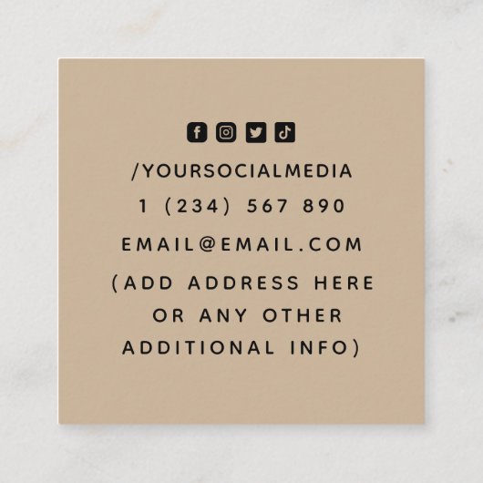 Interior Designer Art Deco Bohemian Neutral Pastel Vierkante Visitekaartje (Achterkant)