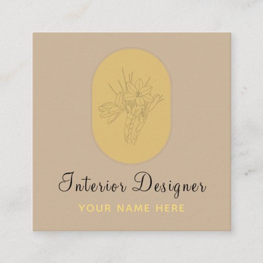 Interior Designer Art Deco Bohemian Neutral Pastel Vierkante Visitekaartje (Voorkant)