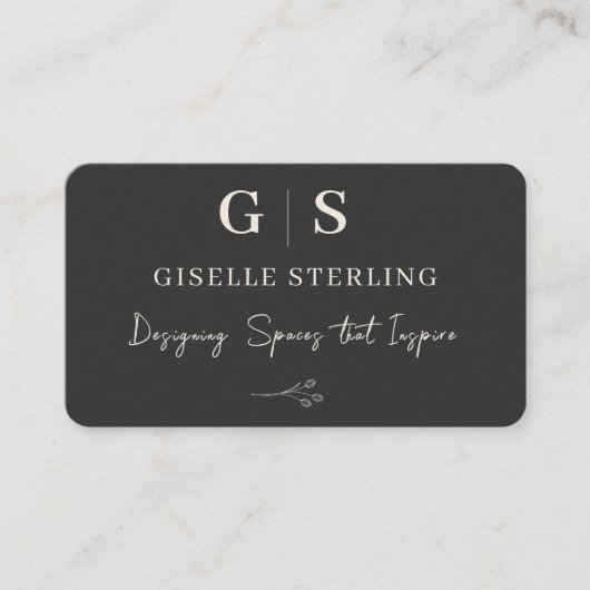 Interior Designer Black Professional Visitekaartje (Voorkant)