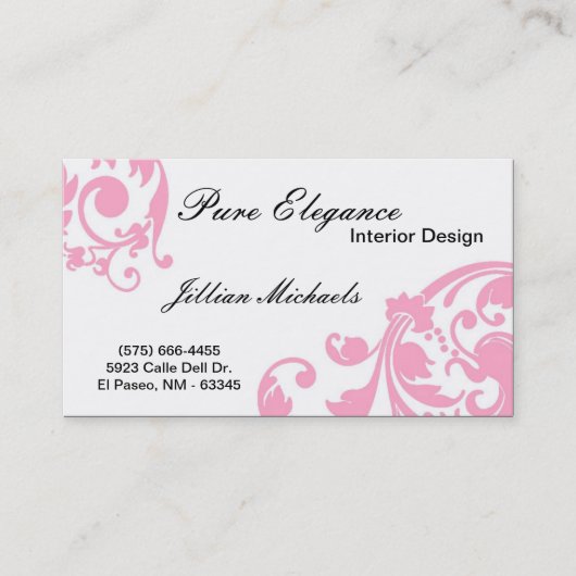 Interior Designer Damask Filigree Visitekaartje (Voorkant)