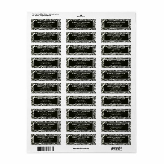 Interior Designer Elegant Black en White Pattern Etiket (Full Sheet)