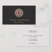 Interior Designer Elegant Gold Red Motif Wood Kijk Visitekaartje (Voorkant / Achterkant)