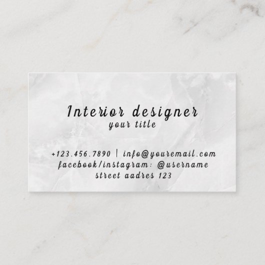 Interior designer Gold White Visitekaartje (Achterkant)