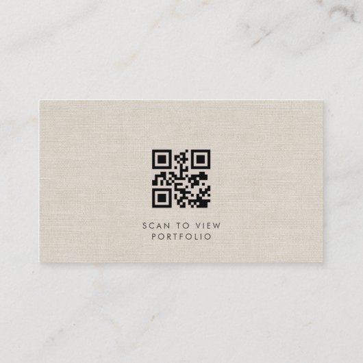 Interior Designer Linen Photo QR Code Visitekaartje (Achterkant)