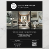 Interior Designer Logo Photo Black Professional Flyer (Voorkant)