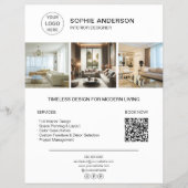 Interior Designer Logo Photo QR White Business Flyer (Voorkant)