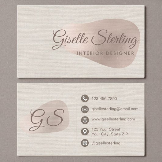 Interior Designer Neutral Beige Linen Abstract Visitekaartje
