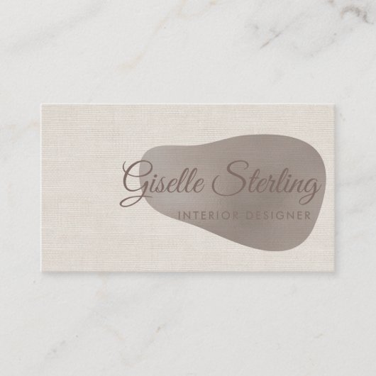 Interior Designer Neutral Beige Linen Abstract Visitekaartje (Voorkant)