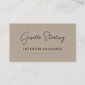 Interior Designer Neutral Taupe Script QR Code Visitekaartje (Voorkant)