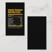 Interior Designer Nutrition Facts Funny T-Shirt Visitekaartje (Voorkant / Achterkant)