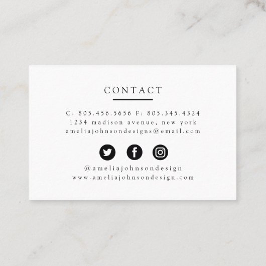 Interior Designer Visitekaartje (Achterkant)