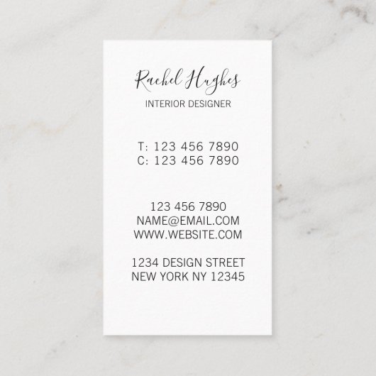 Interior Designer Visitekaartje (Achterkant)