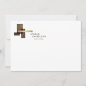 Interior Designer Wood Gold Logo Flat Notecard Notitiekaartje (Voorkant)