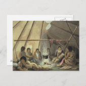 Interior of a Cree Indian Tent, 25 maart 1820, f Briefkaart (Voorkant / Achterkant)