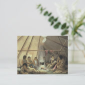 Interior of a Cree Indian Tent, 25 maart 1820, f Briefkaart (Staand voorkant)