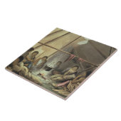 Interior of a Cree Indian Tent, 25 maart 1820, f Tegeltje (Zijkant)