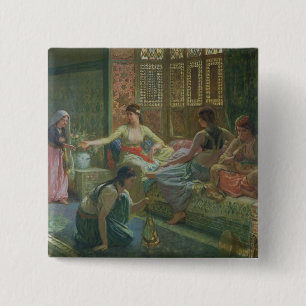 Interior of a Harem, c.1865 Vierkante Button 5,1 Cm