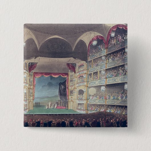 Interior of Drury Lane Theater, 1808 Vierkante Button 5,1 Cm (Voorkant)