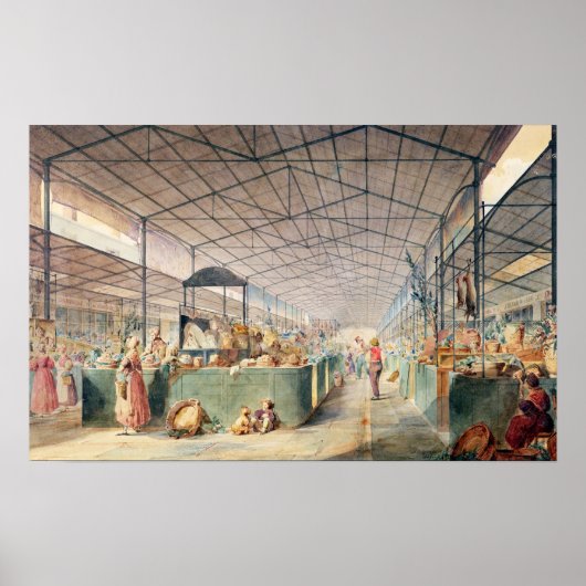 Interior of Les Halles, 1835 Poster (Voorkant)