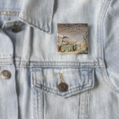 Interior of Les Halles, 1835 Vierkante Button 5,1 Cm (In situ)