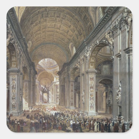 Interior of St. Peter's, Rome, 1867 Vierkante Sticker (Voorkant)