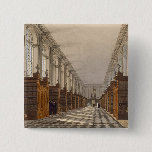 Interior of Trinity College Library, Cambridge, fr Vierkante Button 5,1 Cm (Voorkant)
