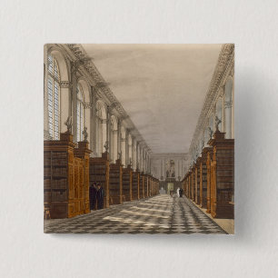 Interior of Trinity College Library, Cambridge, fr Vierkante Button 5,1 Cm