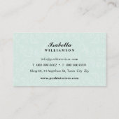 INTERIOREN modern elegant textiel demask mint Visitekaartje (Achterkant)