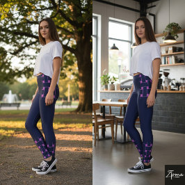 Interlace-patroon - Dark Navy Leggings