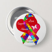 Interlaced Autism Ribbon Ronde Button 7,6 Cm (Voorkant /achterkant)