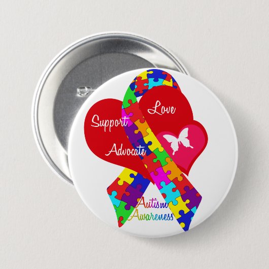 Interlaced Autism Ribbon Ronde Button 7,6 Cm (Voorkant /achterkant)