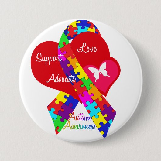 Interlaced Autism Ribbon Ronde Button 7,6 Cm (Voorkant)
