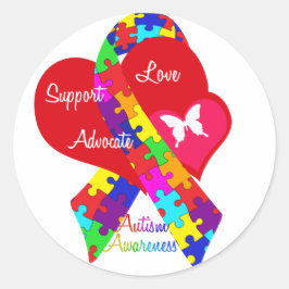 Interlaced Autism Ribbon Ronde Sticker