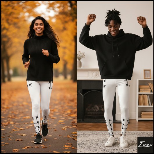 Interlacepatroon - wit en zwart leggings