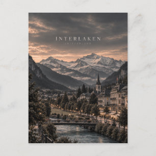Interlaken Cinematic Monochrome Kunst Briefkaart