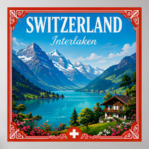 🏔️ Interlaken Zwitserland Alpen Vakantie Herinner Poster
