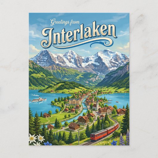 Interlaken Zwitserland Briefkaart (Voorkant)